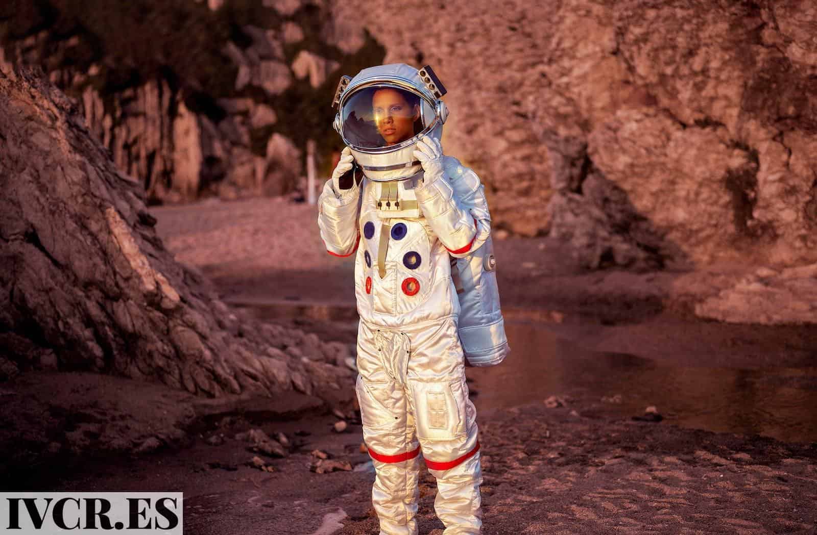 Woman Wearing Space Suit