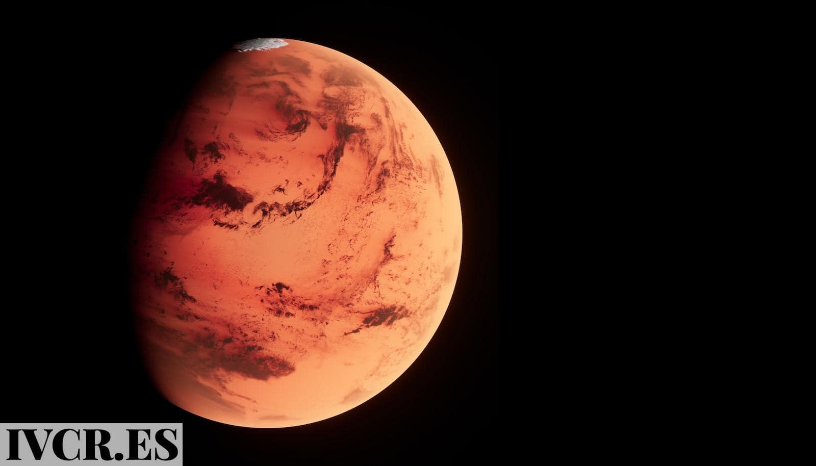 a red planet with a black background